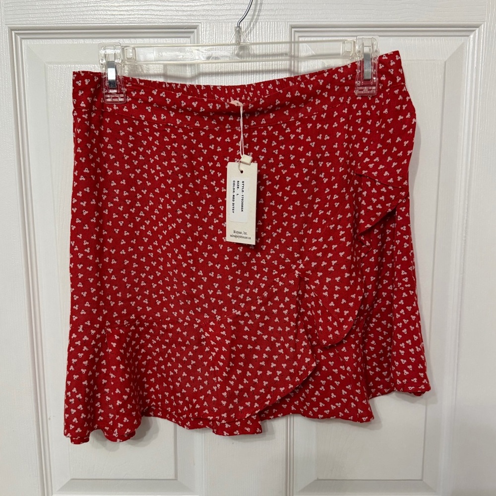 NWT Sim & Sam floral print ruffle skirt faux wrap size‎ large